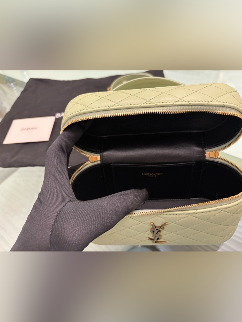 BNWT Authentic Saint Laurent Gabby Vanity Bag — Misty Jade with Gold Hardware - Picture 10 of 12